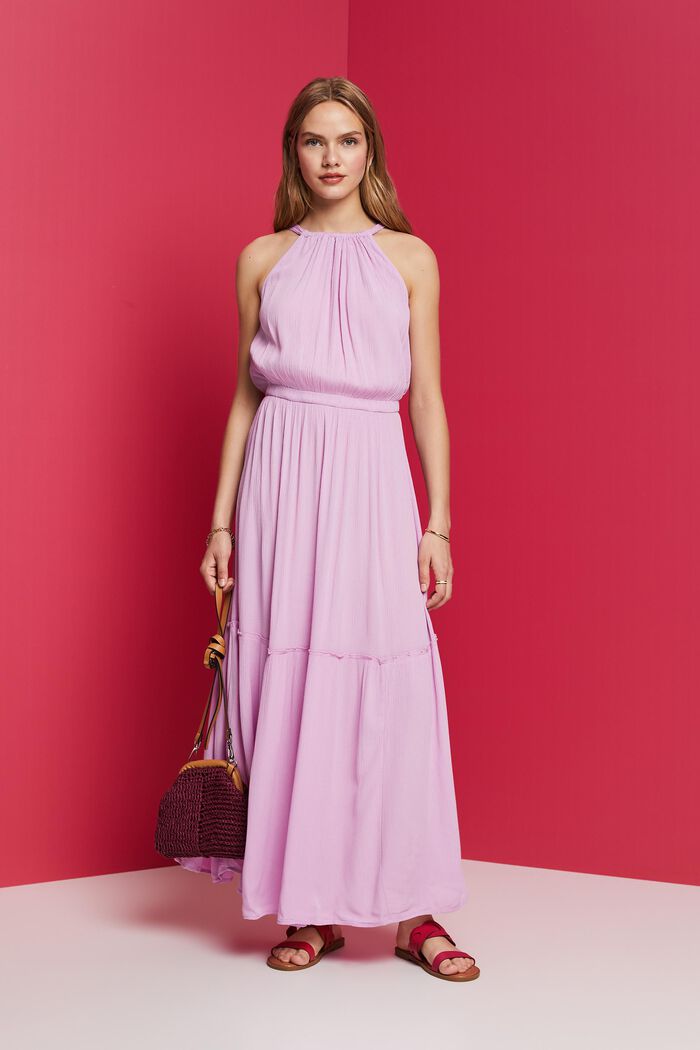 Neckholder-Maxikleid aus Crinkle-Georgette