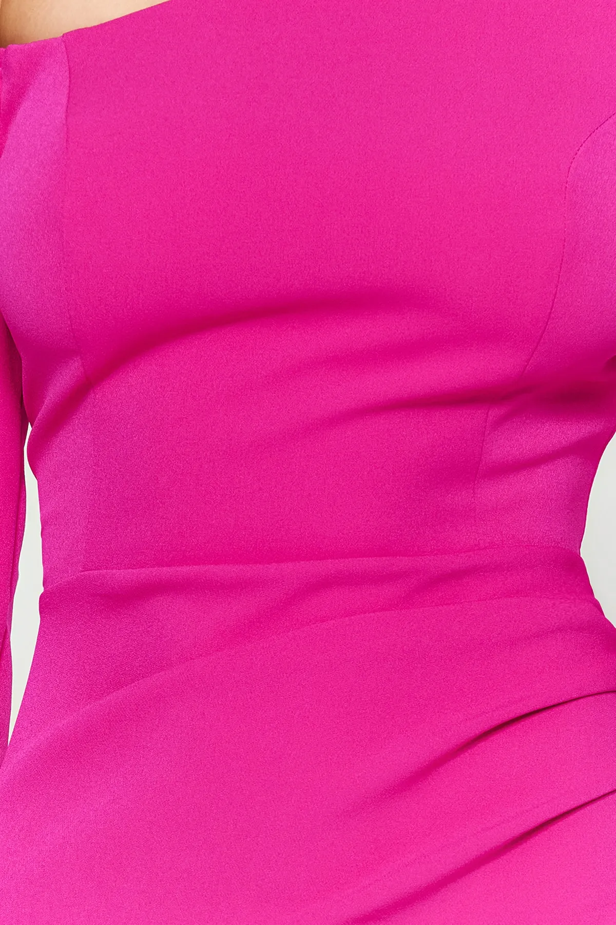 Trendyol Collection  Tailliertes, drapiertes, elegantes Abendkleid in Fuchsia TPRAW24EL00083