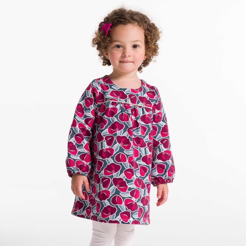 Robe molleton fleurie et legging rose bébé fille