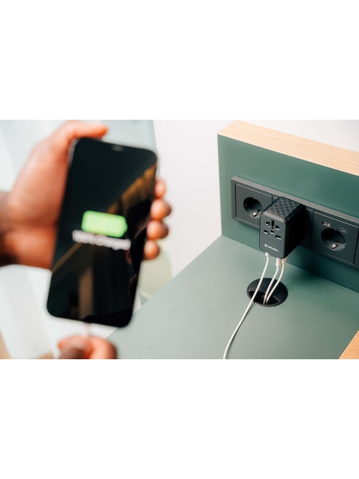 COFI 1453 Universal Travel Ladeadapter GaN III mit 2x USB-C und AC Steckdose in Schwarz günstig kaufen onesize