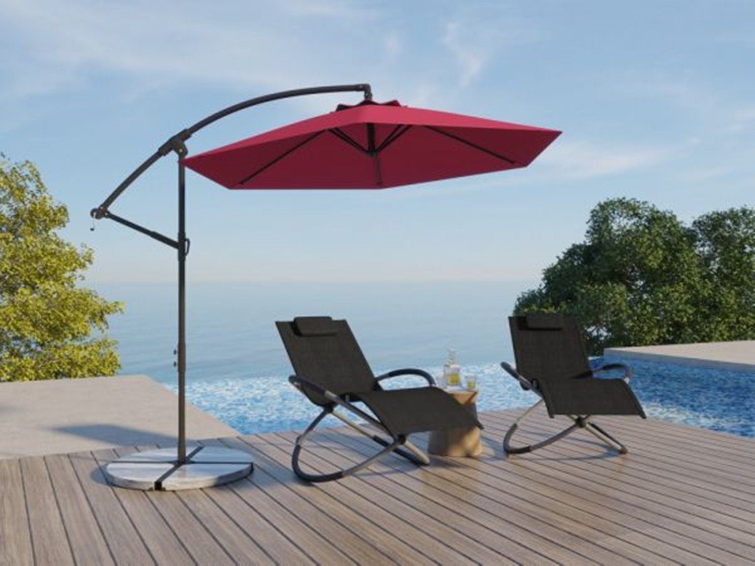 HappyHome Schalenstuhl Schwungliege mit Kopfkissen, Sonnenliege, Relaxliege,Gartenstuhl