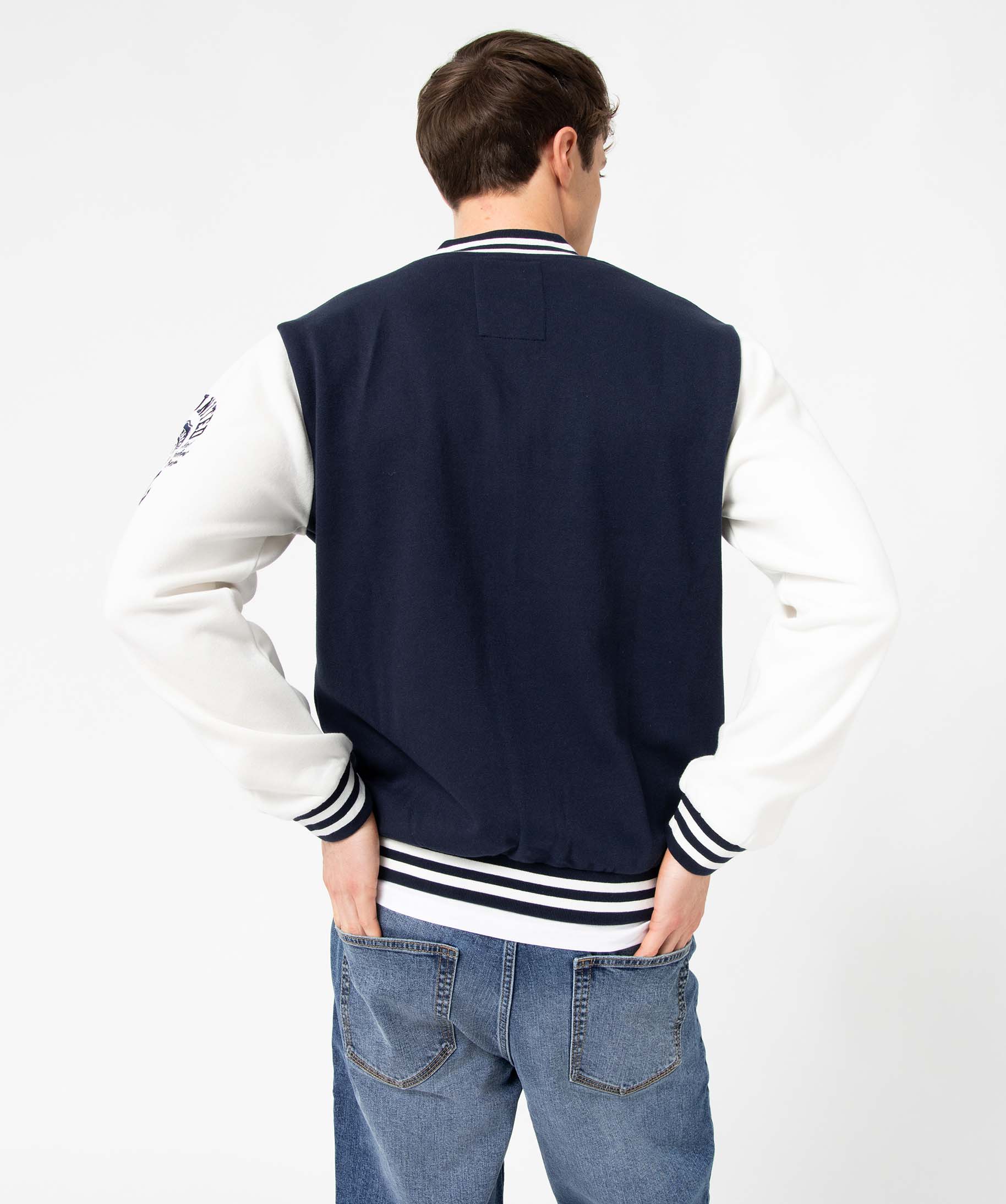 Sweat homme zippé faon veste campus américain - Camps Un... bleu fonce | GEMO