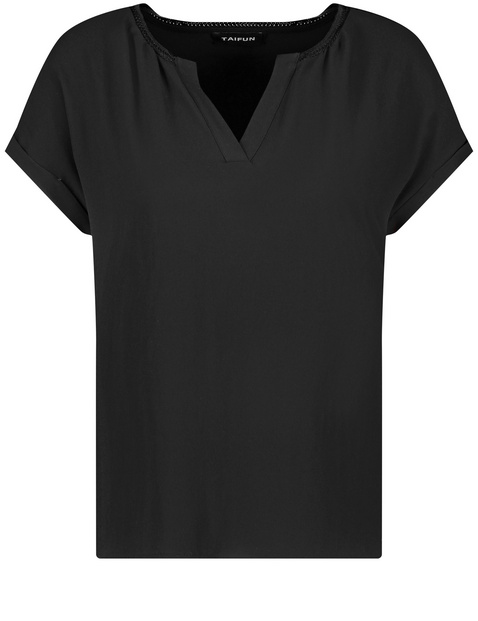 Blusenshirt mit Chiffon-Overlayer