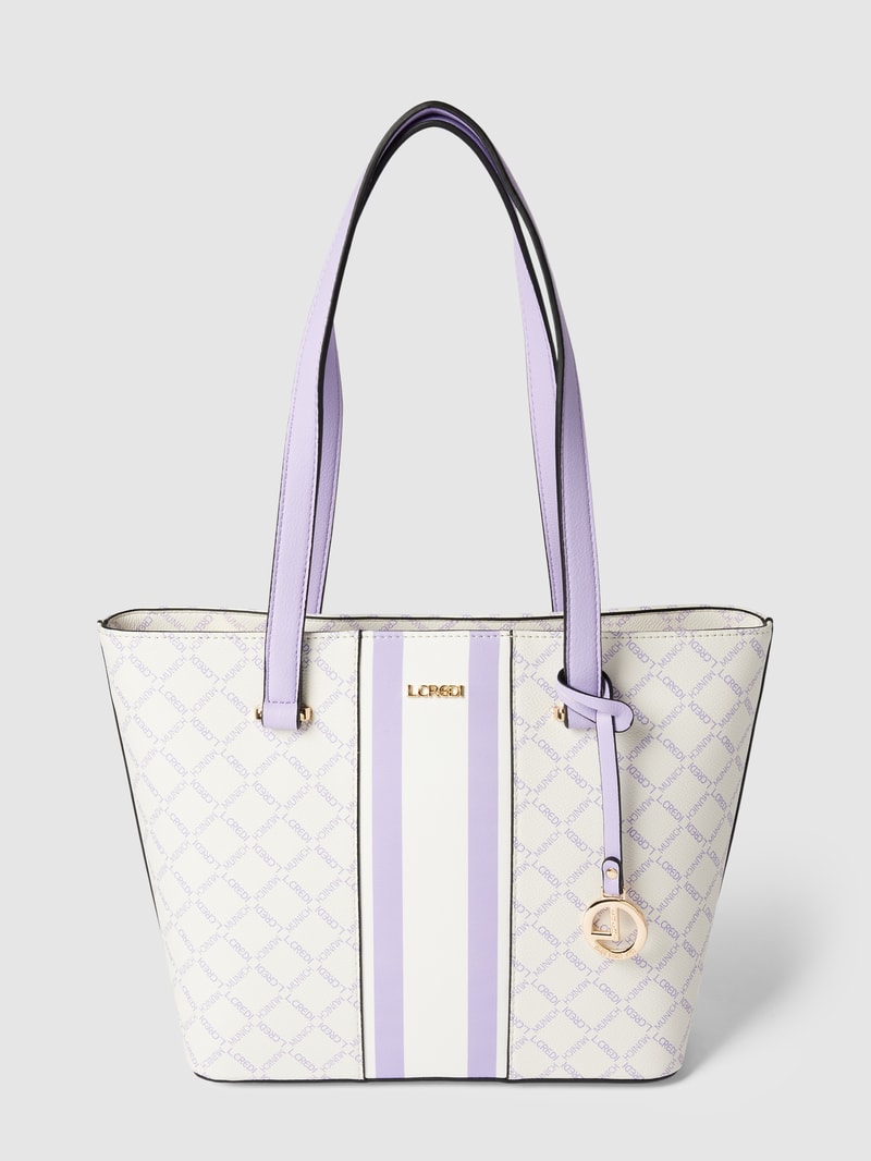 Shopper mit Label-Detail Modell 'Gioia' in ecru