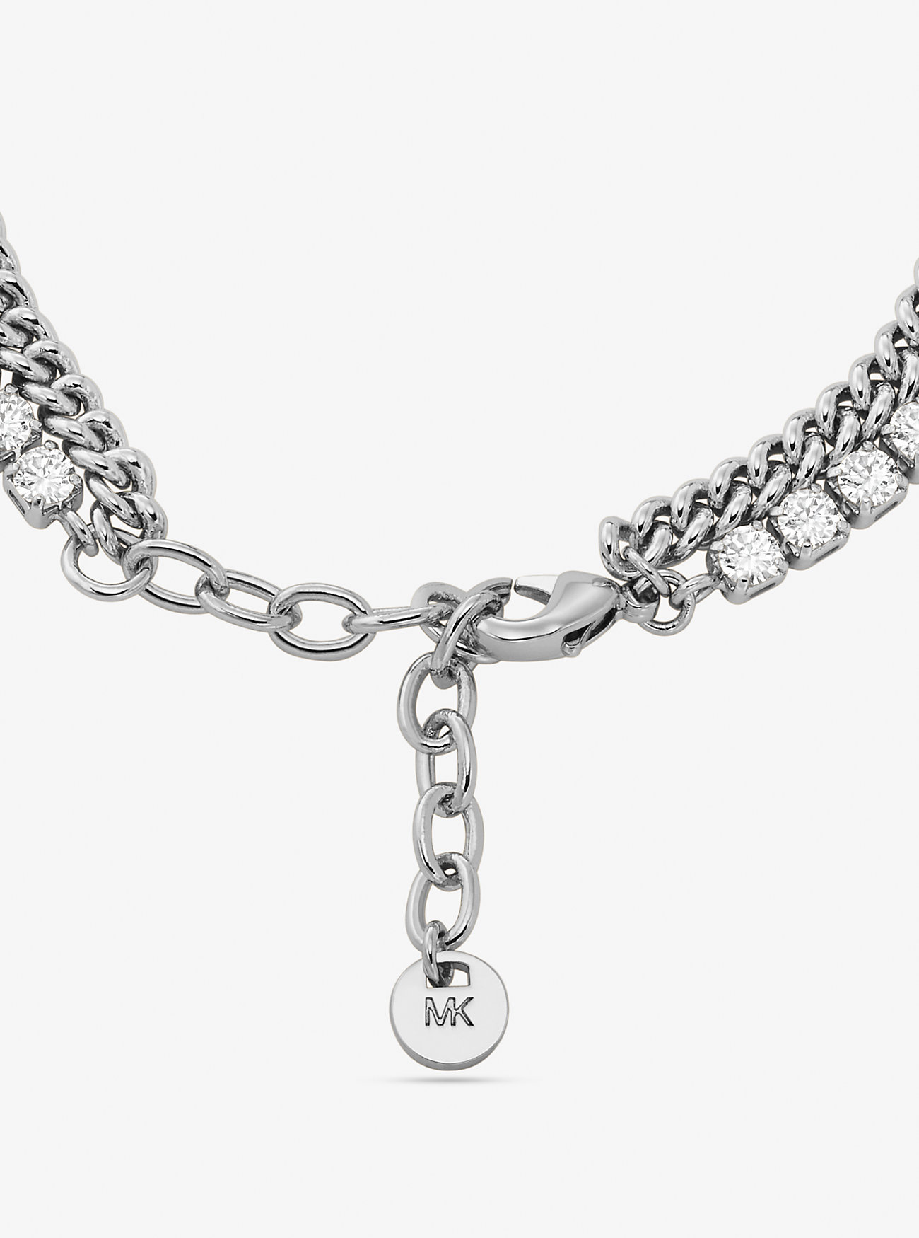 Precious Metal-Plated Brass Double Chain Tennis Bracelet - SILVER