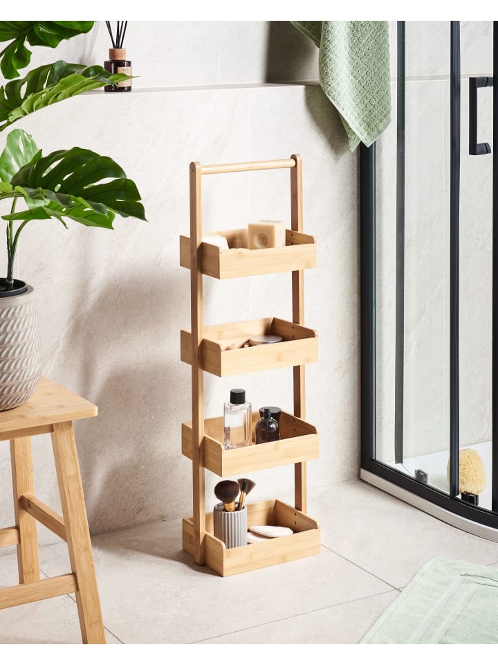 Beliani Badezimmerregal VAUPES in Heller Holzfarbton - (W) 28 x (H) 87 x (L) 18 cm günstig kaufen onesize