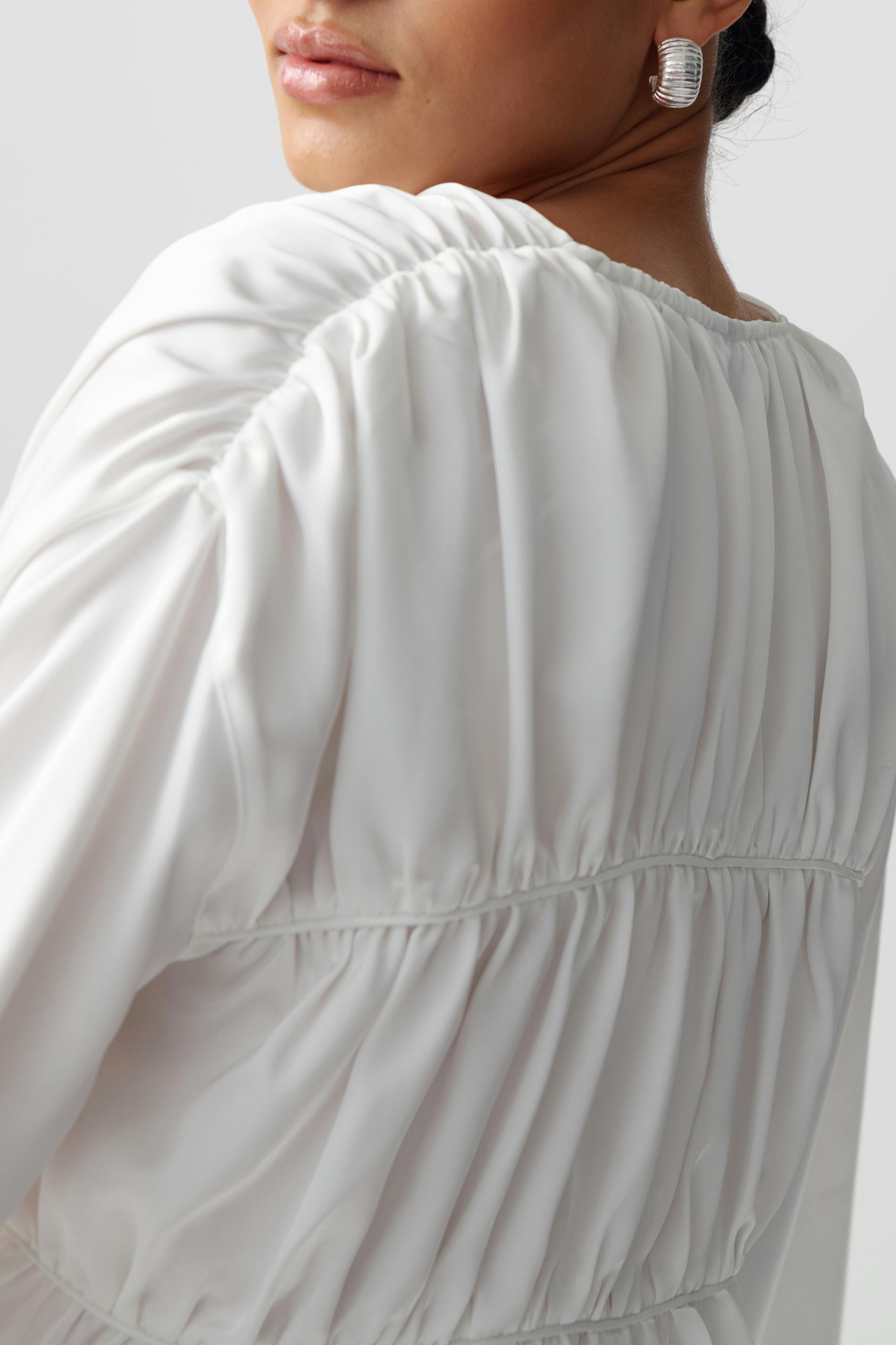 Gathered tie blouse