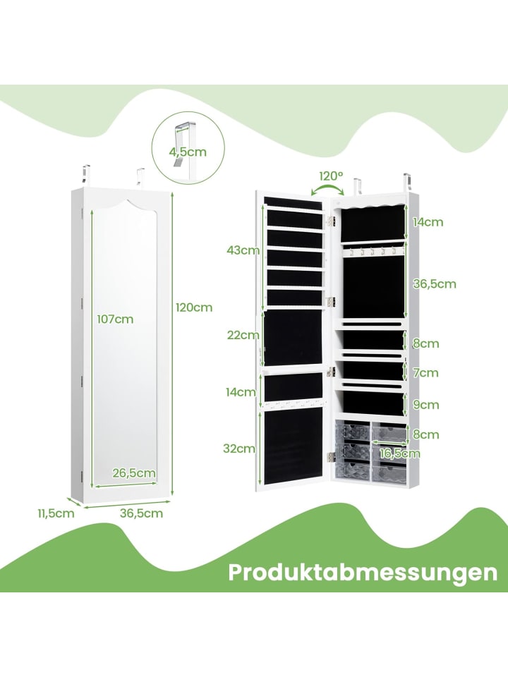 COSTWAY Schmuckschrank in Weiß günstig kaufen 120 cm