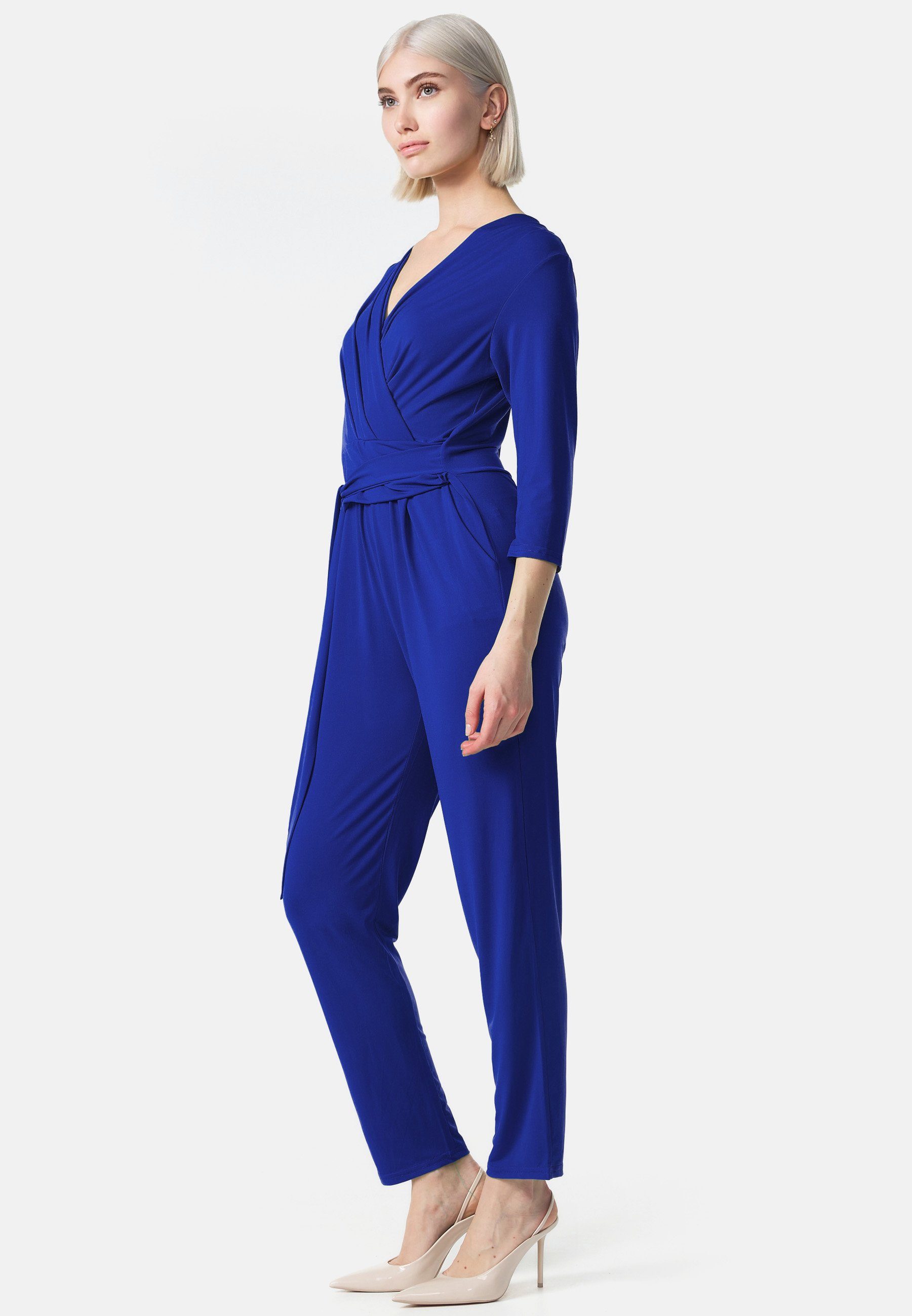 PM SELECTED Overall PM-35 (Business Jumpsuit Wickeloptik mit Bindegürtel 3/4 Ärmel Einheitsgröße)