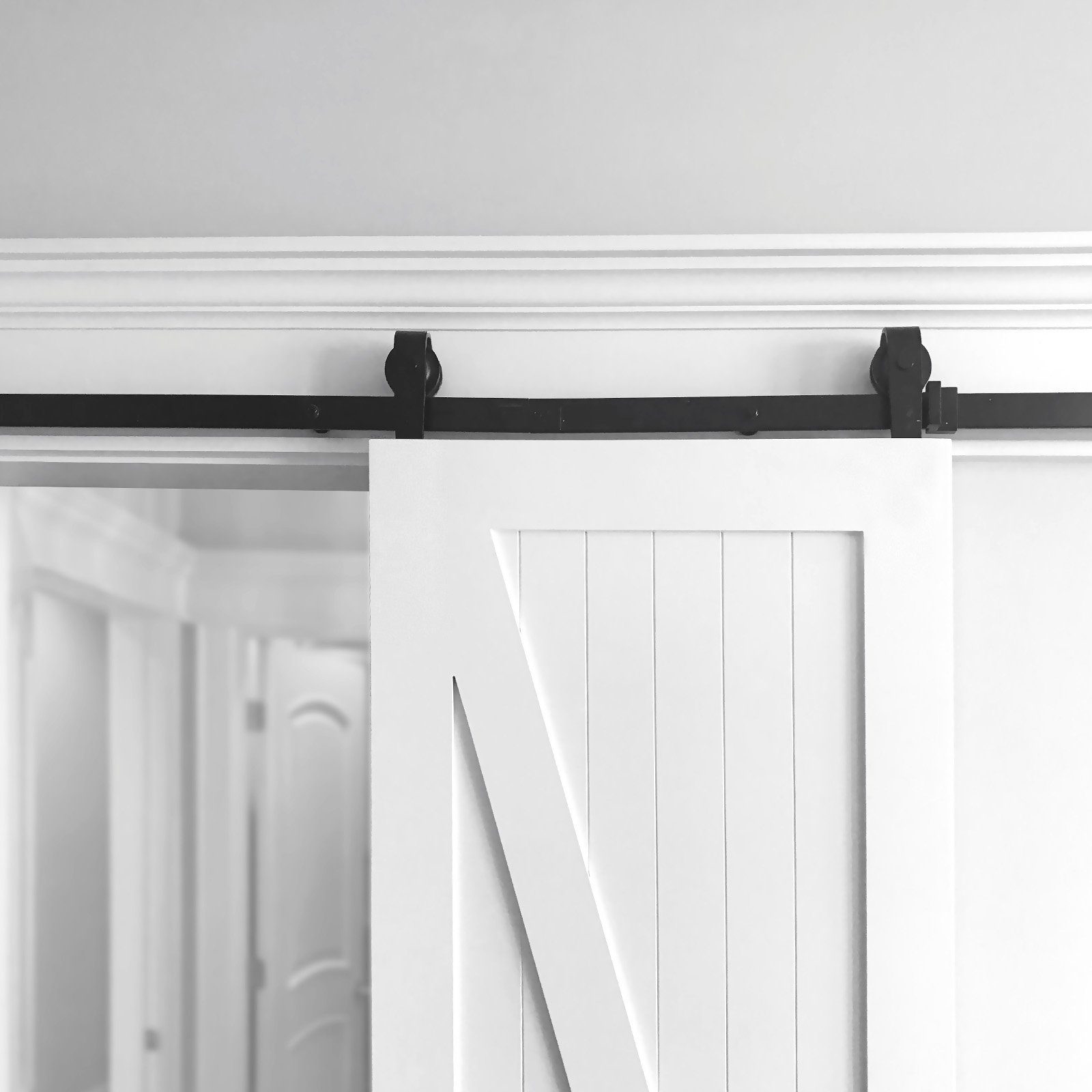 SO-TECH® Schiebetür Schiebetürbeschlag LOUNGE mit Soft-Close schwarz aus Stahl, belastbar bis 100 kg, Komplettset
