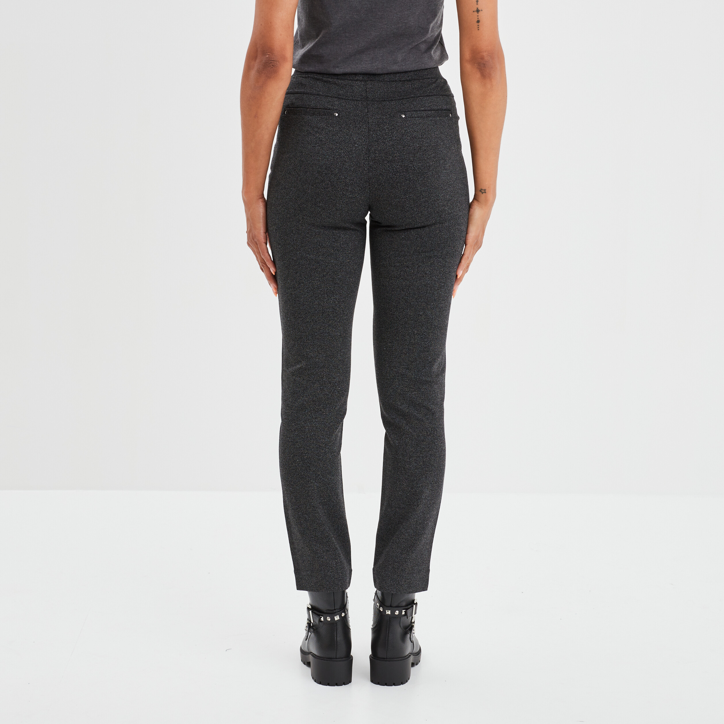 Pantalon slim ajusté 7 8ème gris foncé femme | La Halle