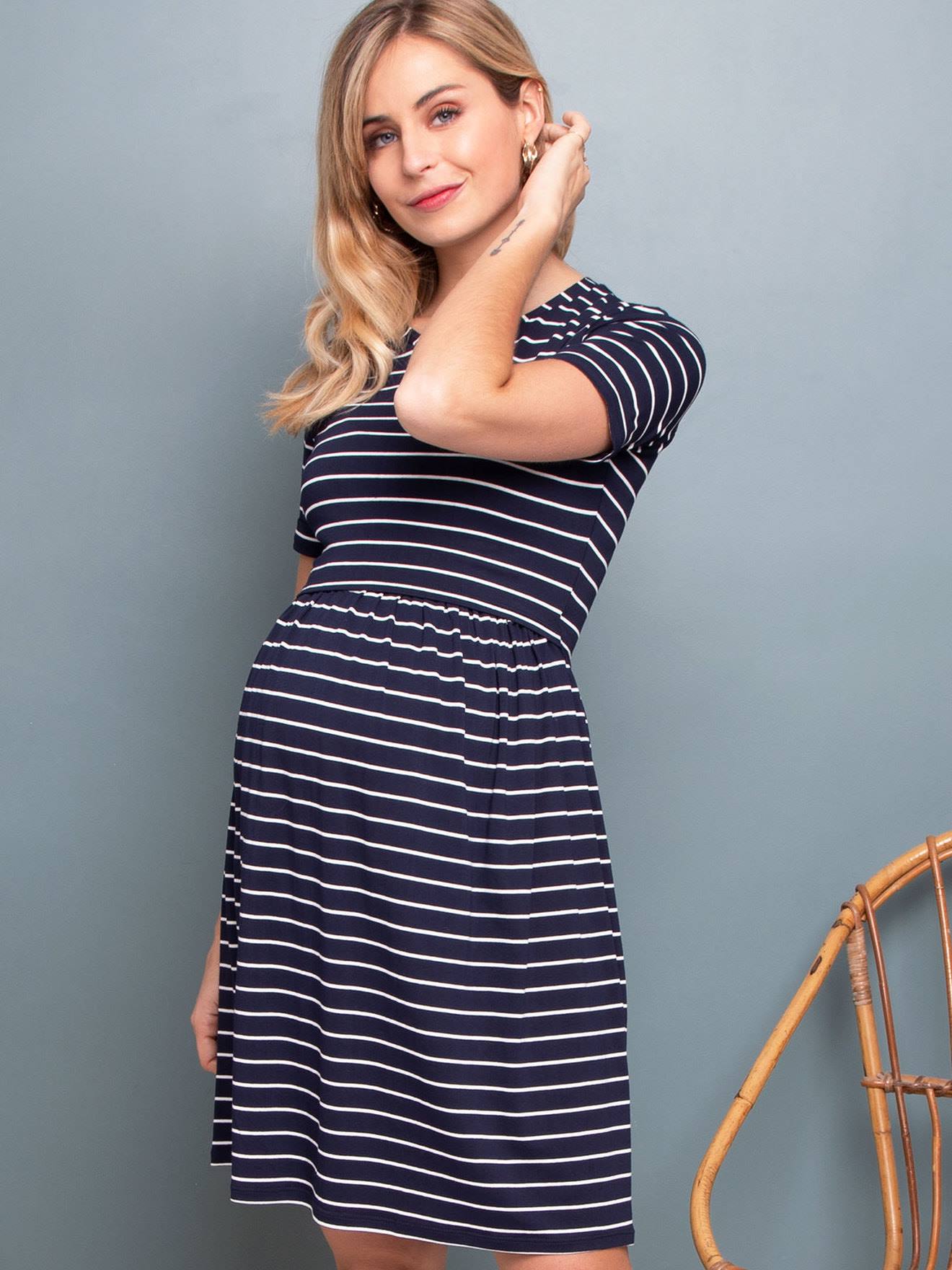 Envie de Fraise Minikleid für Schwangerschaft & Stillzeit LIMBO ENVIE DE FRAISE - marine gestreift