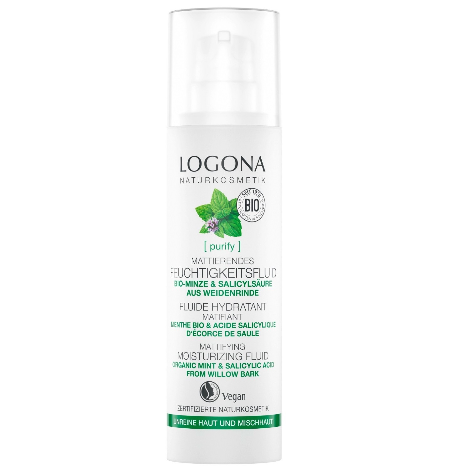 Logona Mattifying Fluid Mint Salicylsyre