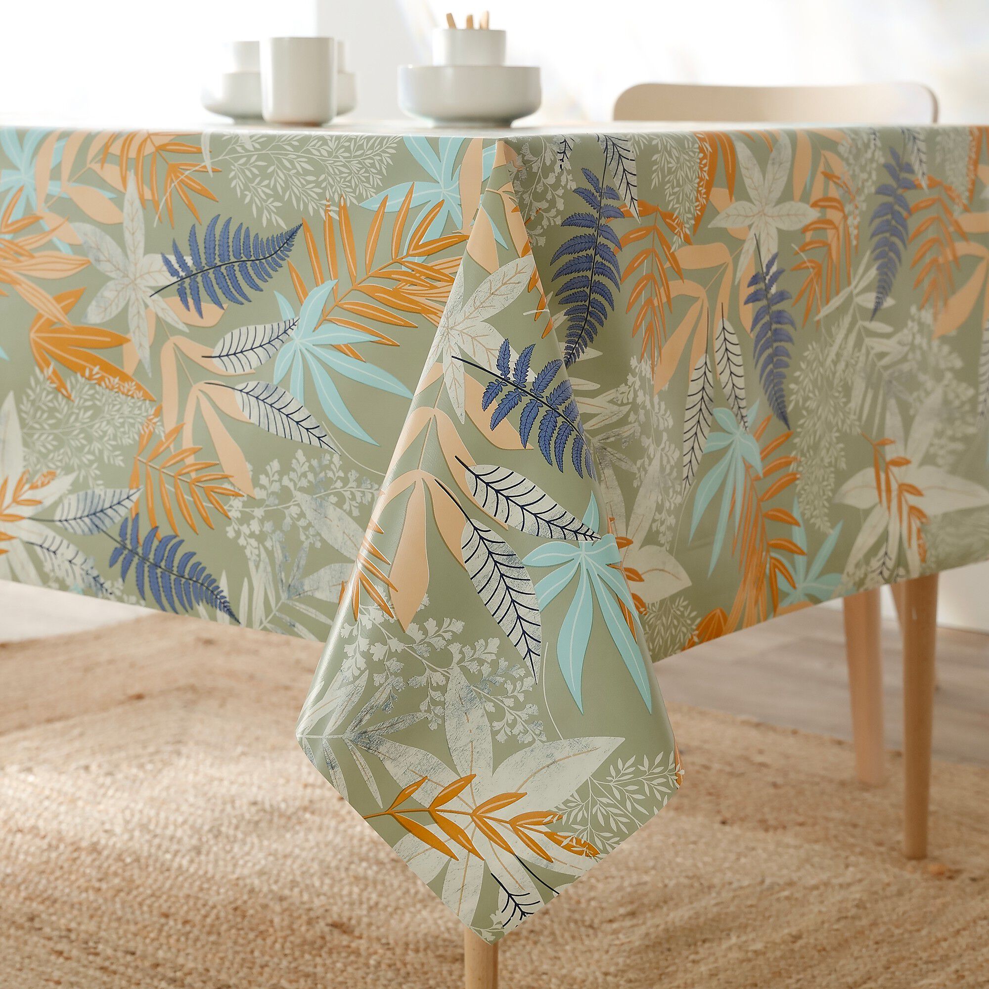 Nappe toile cirée imprimée feuillages