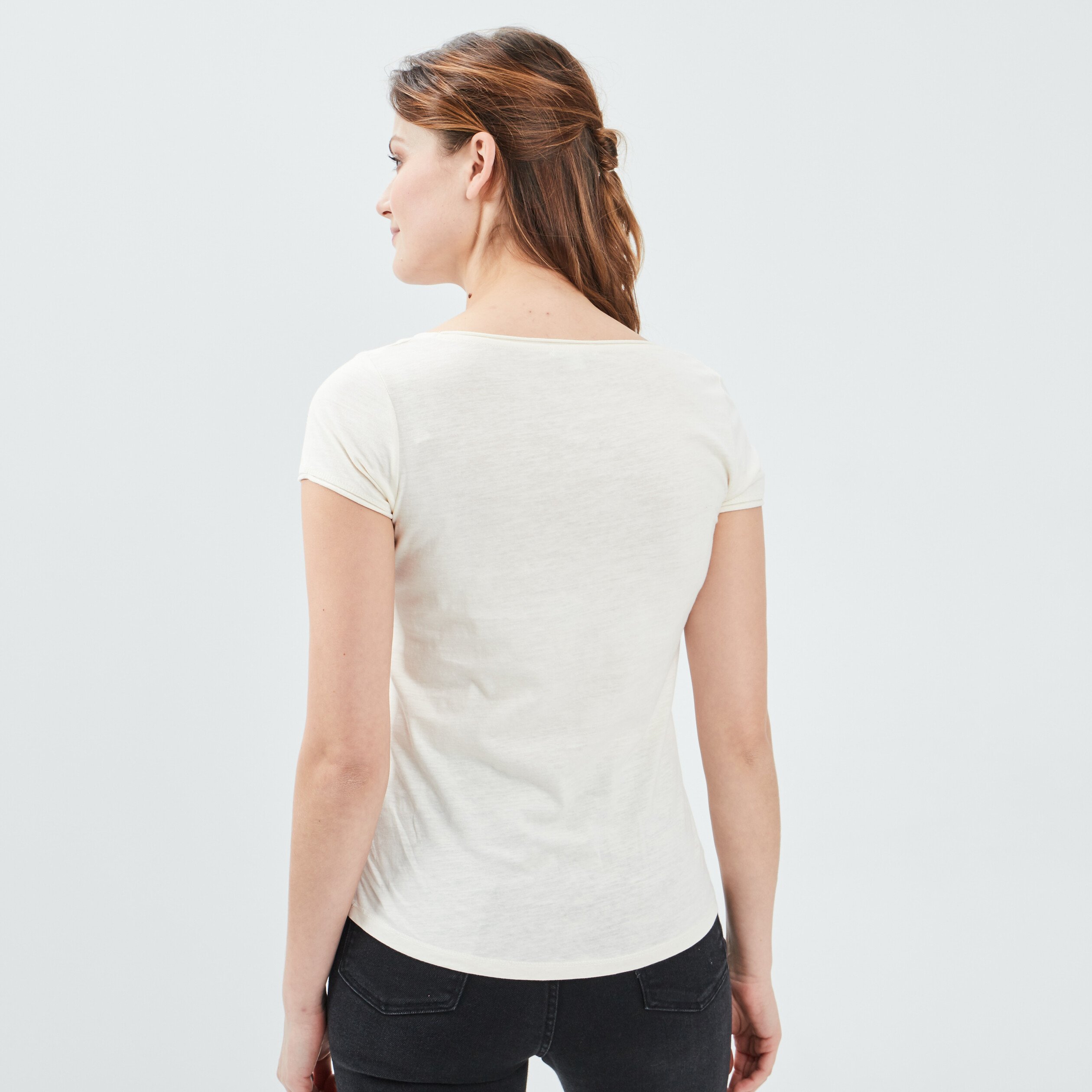 T-shirt manches courtes creme femme | La Halle