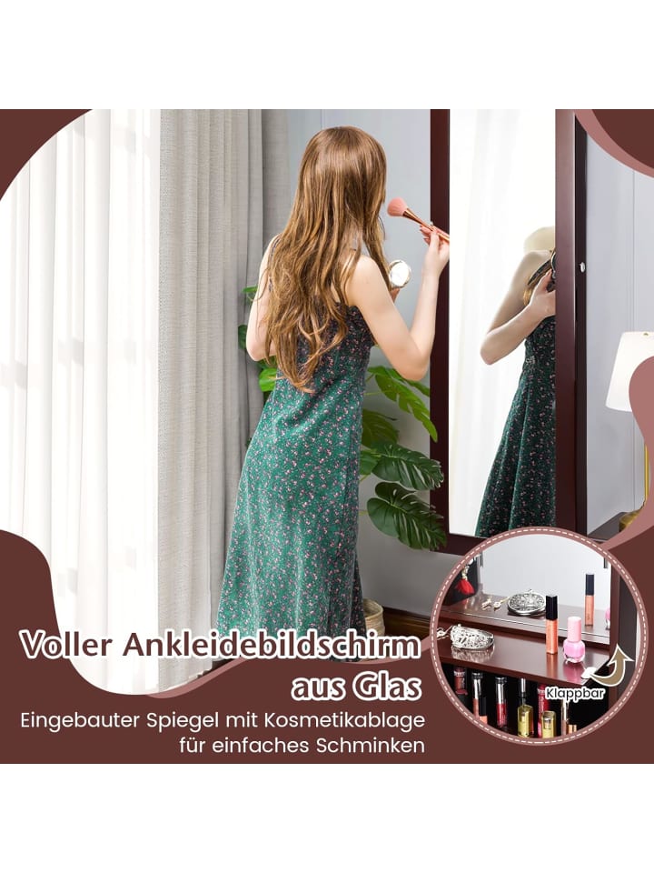 COSTWAY Schmuckschrank mit LED 120cm in Braun günstig kaufen onesize