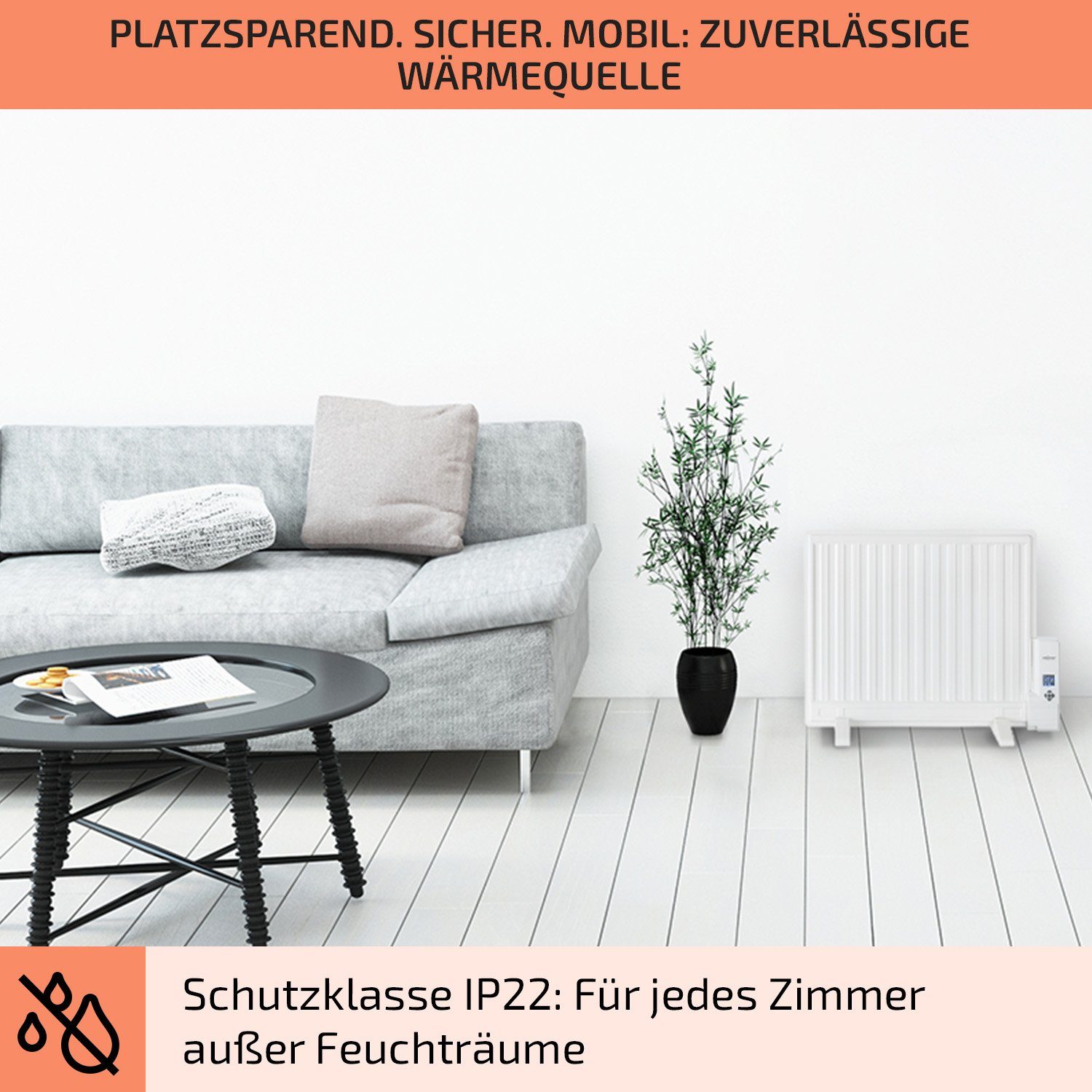 ONECONCEPT Heizstrahler Wallander, 600 W, Ölradiator Thermostat Radiator elektrisch energiesparend Heizkörper