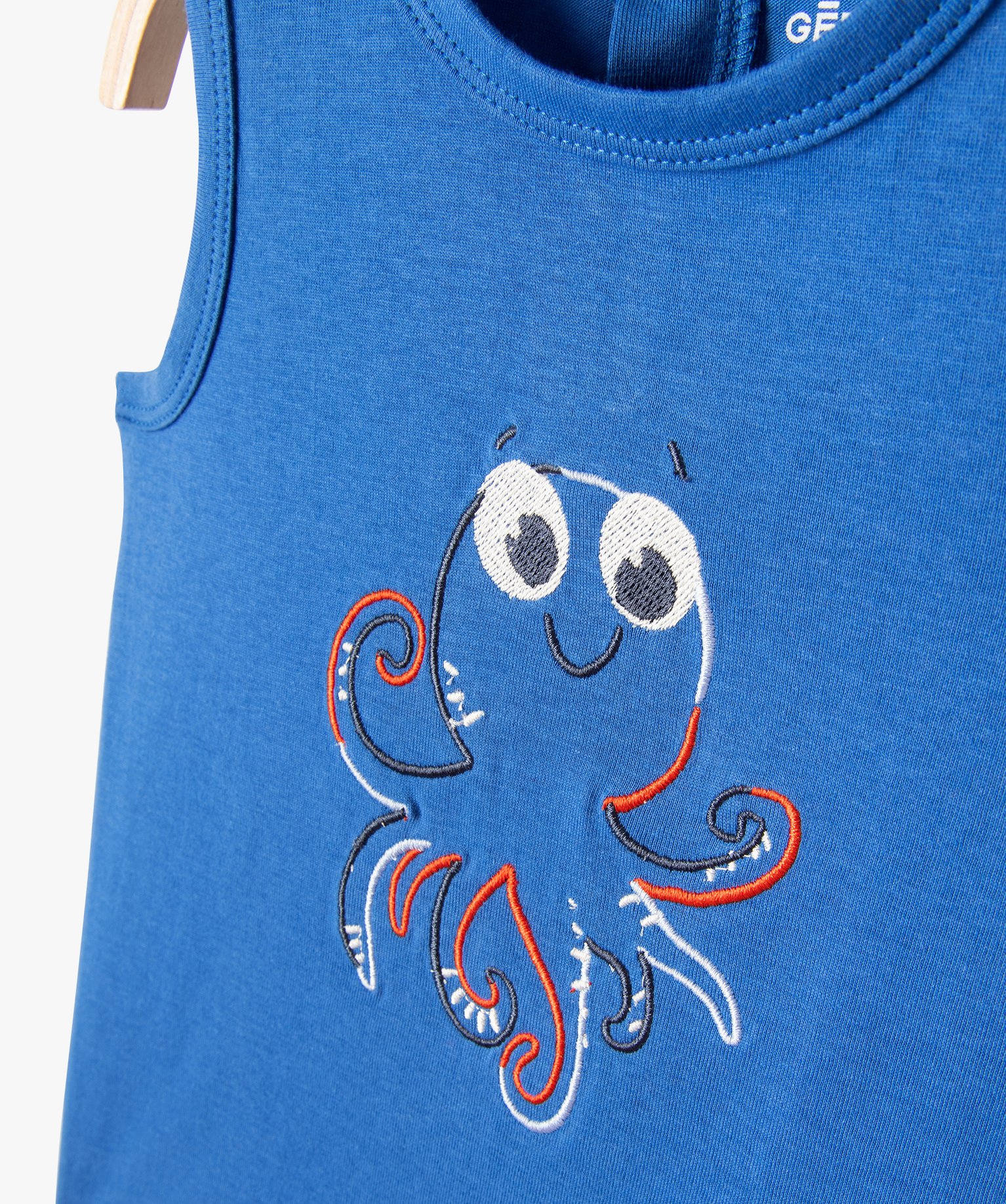 Débardeur en coton avec broderie bébé Garçon bleu | GEMO
