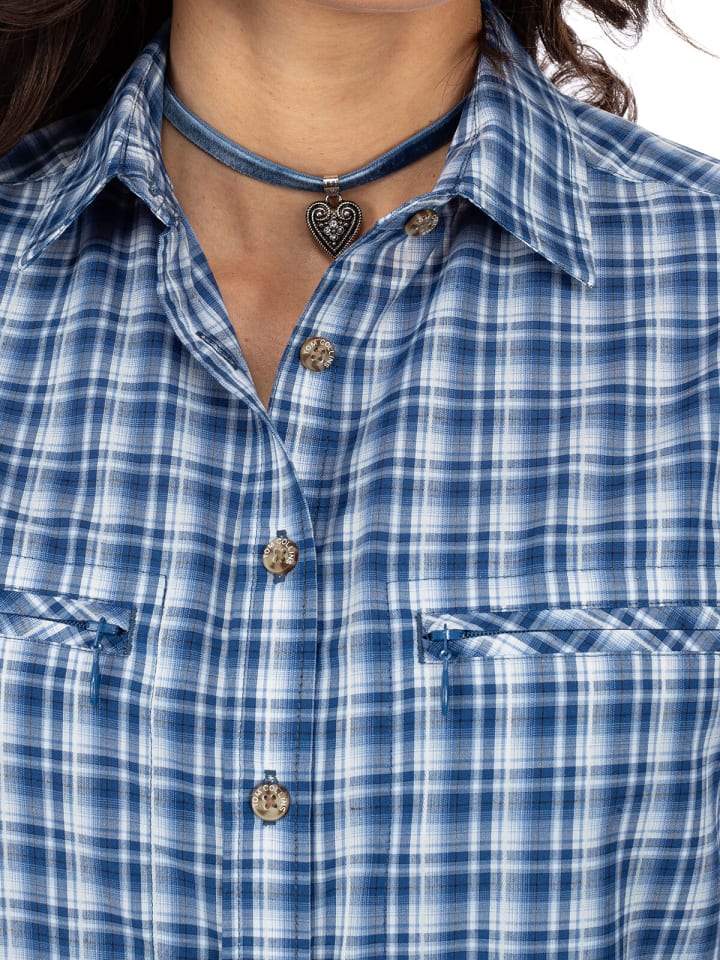 OS-Trachten Trachtenbluse 441000-3877 in jeansblau günstig kaufen