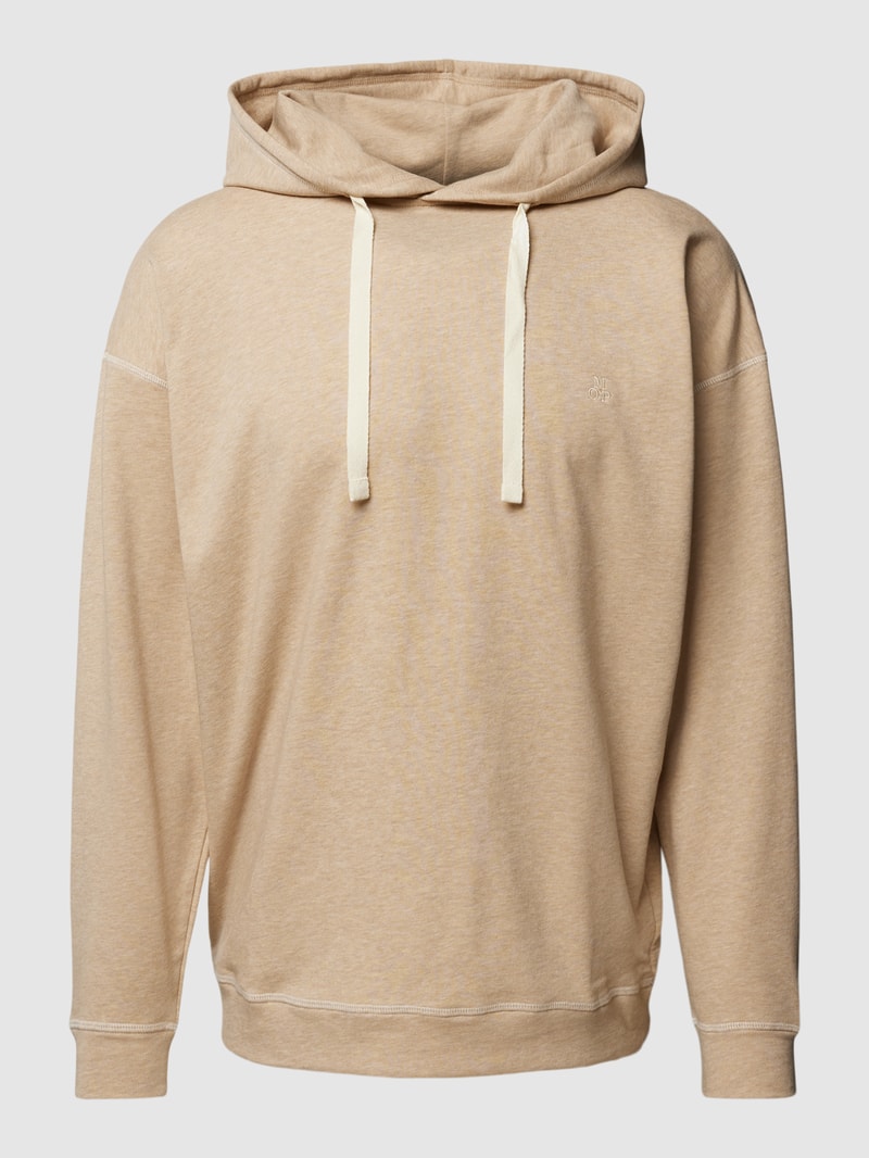 Hoodie mit Logo-Stitching in beige meliert