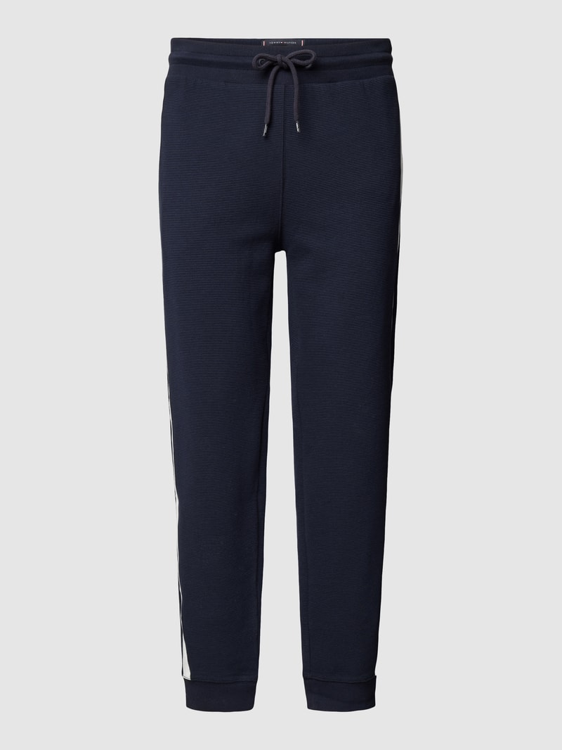 Sweatpants mit Kontraststreifen Modell 'ESTABLISHED' in marineblau