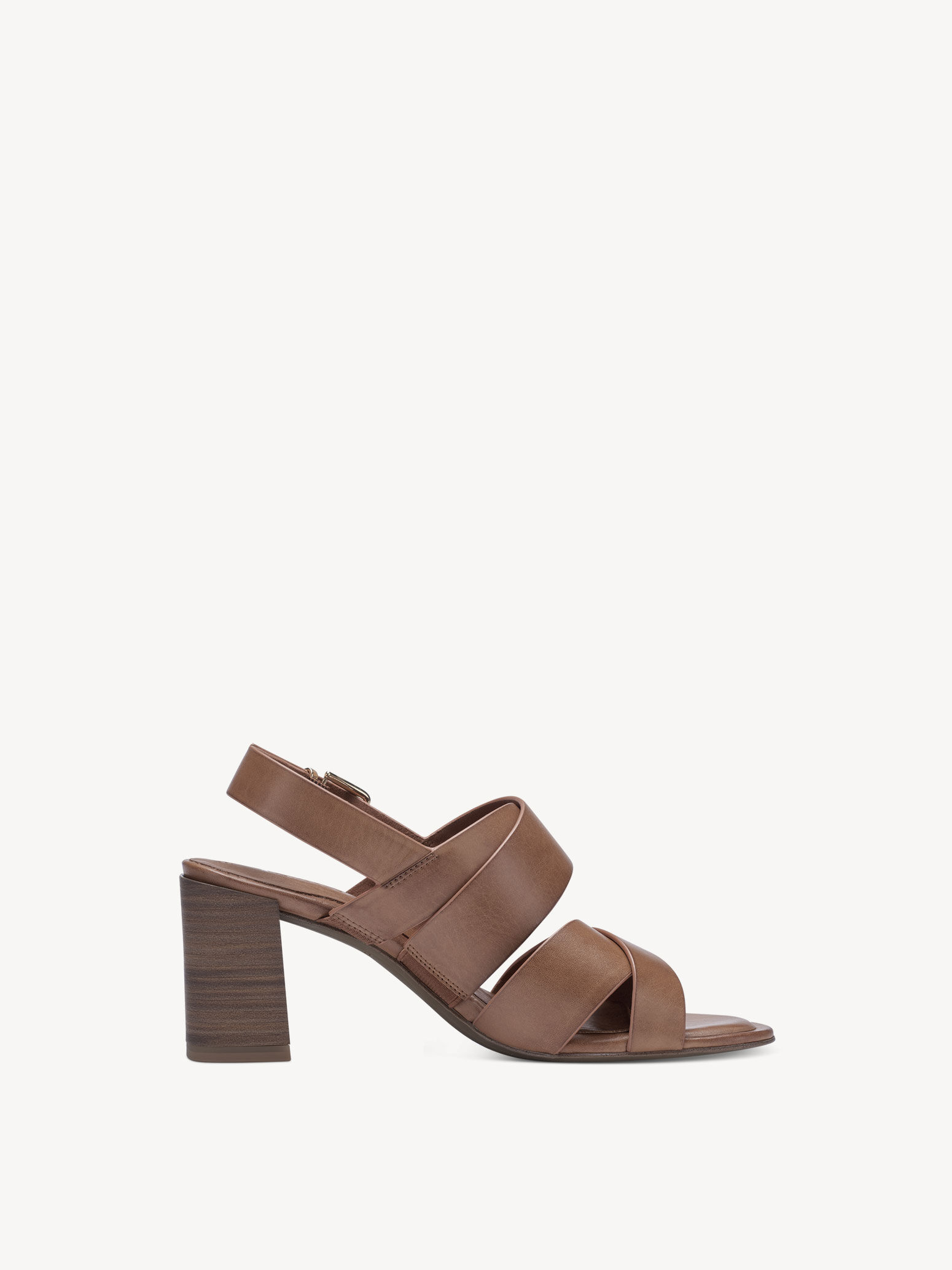 Sandale à talon en cuir - marron