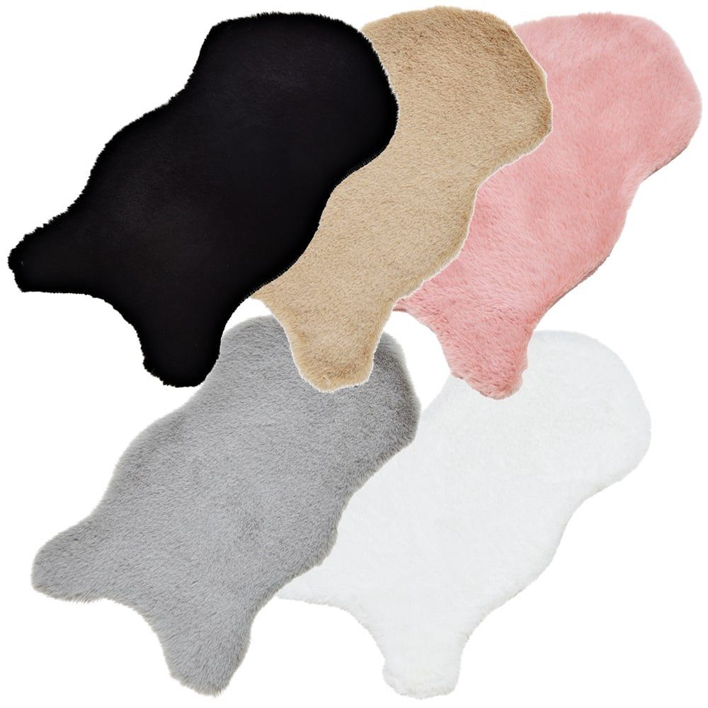 Fellteppich Dekofell kurzflorig klein Kunstfell 50x25 cm schwarz, matches21 HOME & HOBBY, Höhe: 20 mm