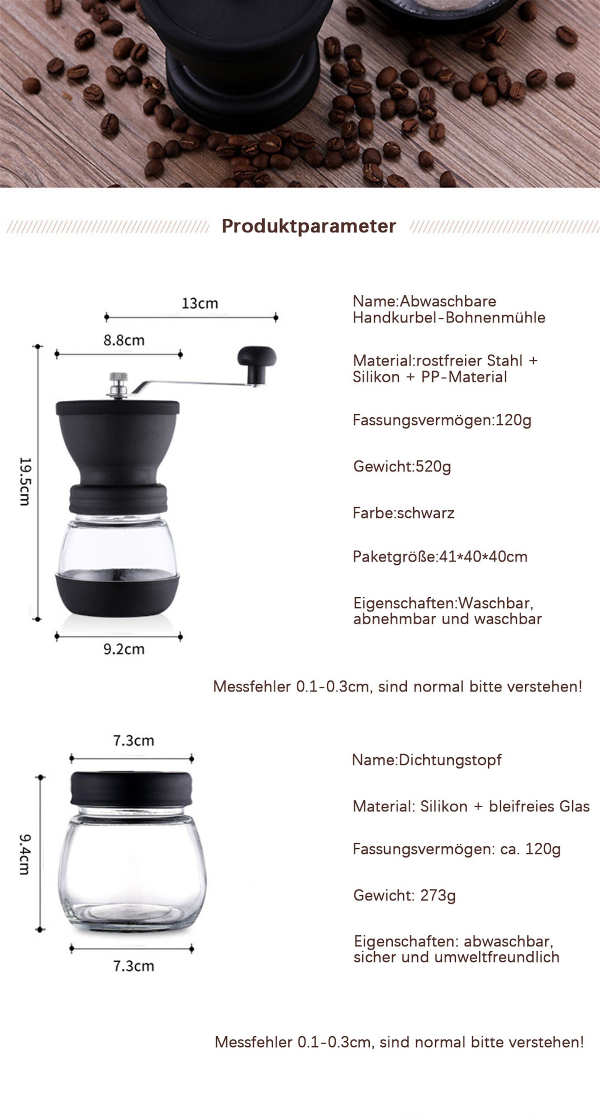 flowgoer Kaffeemühle YMJ3, Aufschlagmesser, 120,00 g Bohnenbehälter, Leicht zu transportieren, Keramischer Kern, Gleichmäßig geschliffen