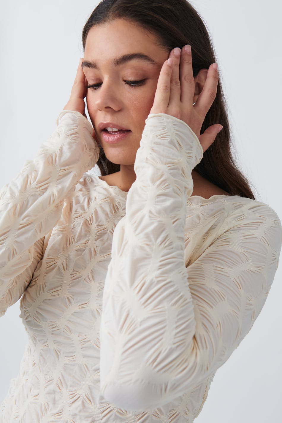 Textured long sleeve top