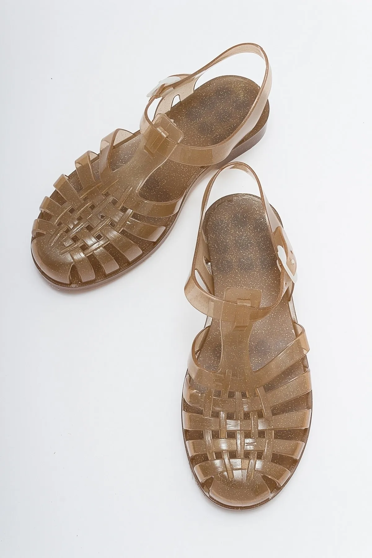 LuviShoes  FLENK Braune, silbrige Damensandalen
