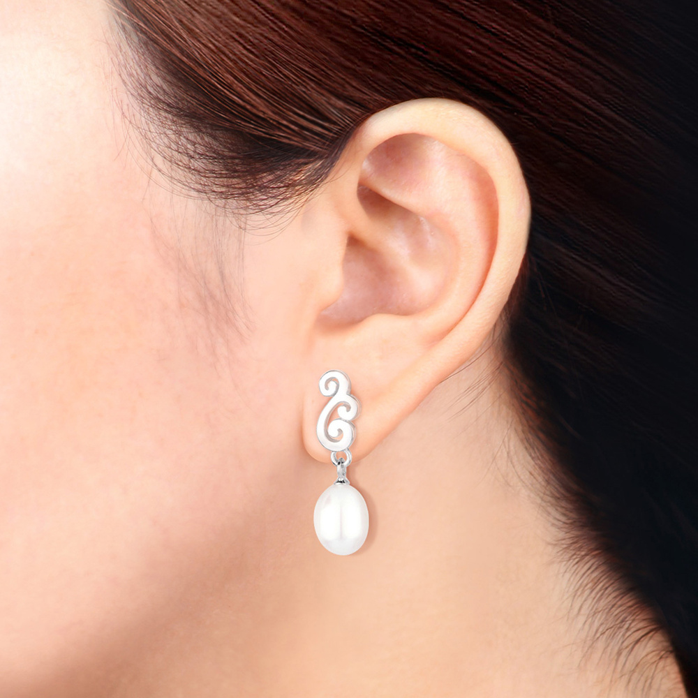 Elli Elli Boucles d'Oreilles Ornament Perle Glamour Süwasserzuchtperle Silber Boucles d'oreilles