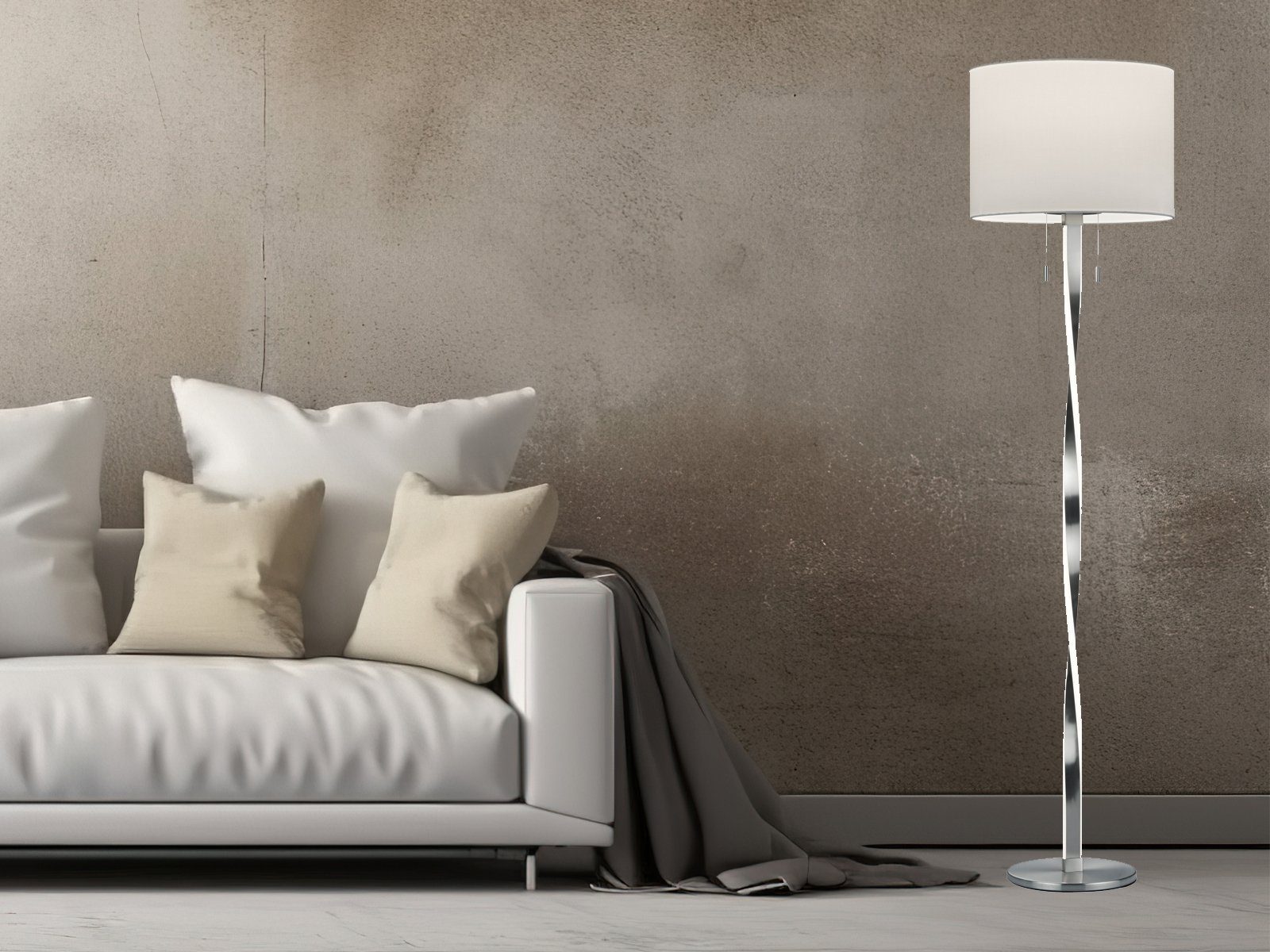 meineWunschleuchte LED Stehlampe, LED fest integriert, LED wechselbar, warmweiß, groß-e Designer-lampen Lampenschirm-e Stoff dimmbar Ecke, Höhe 160cm