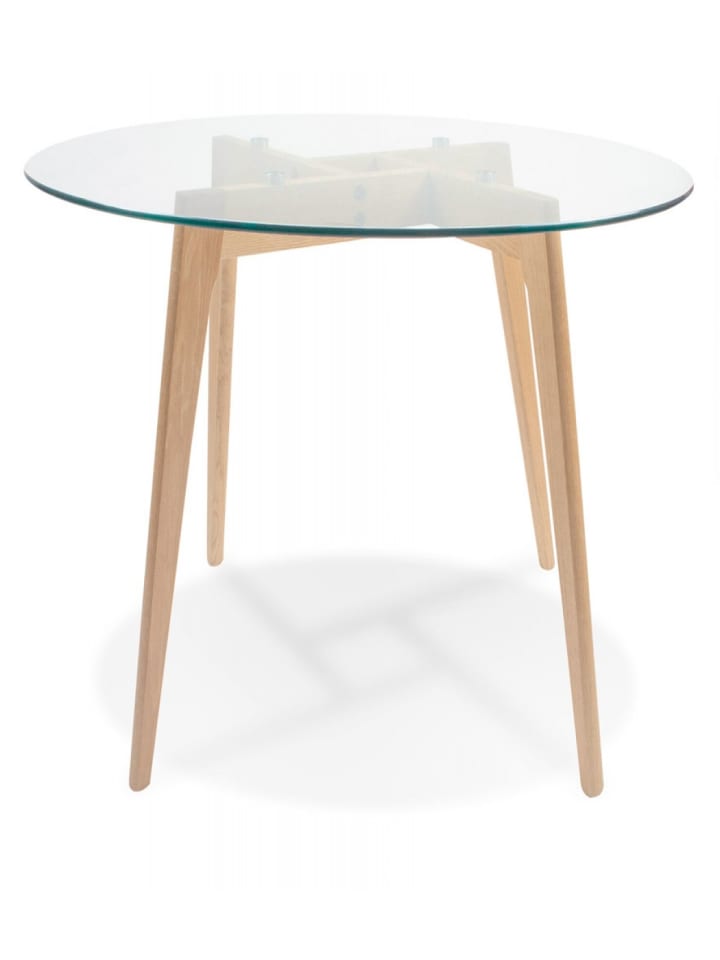KADIMA DESIGN Runder Esstisch aus Glas mit Massiv Eichenholz Beinen | Modern günstig kaufen onesize