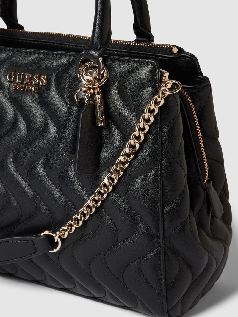 Handtasche mit Strukturmuster und Steppnähten Modell 'SOCIETY' in schwarz