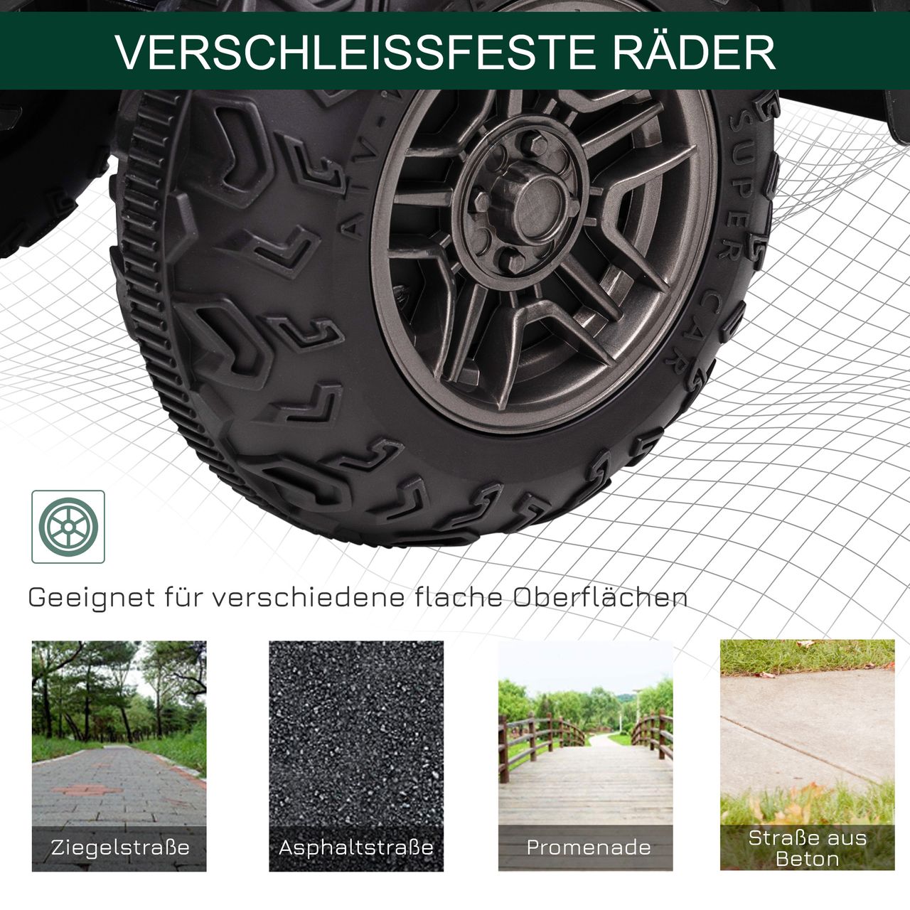 HOMCOM Elektro Kinderquad, Elektroauto, Elektro-Quad, Kinderfahrzeug, Grün