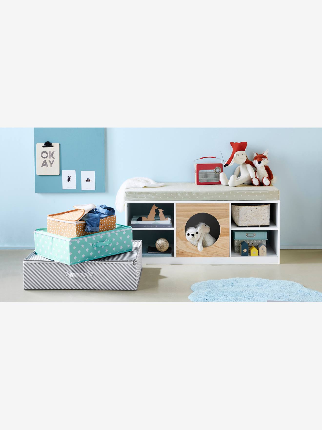 Vertbaudet Kinder Sitzbank 2-in1, Schuhbank - weiß/natur
