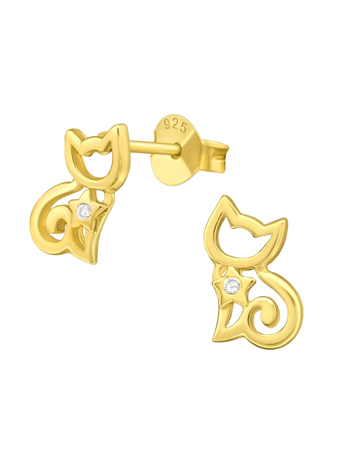 Alexander York Ohrringe, Ohrstecker KATZE cut-out Design in Gold, 2-tlg. günstig kaufen onesize