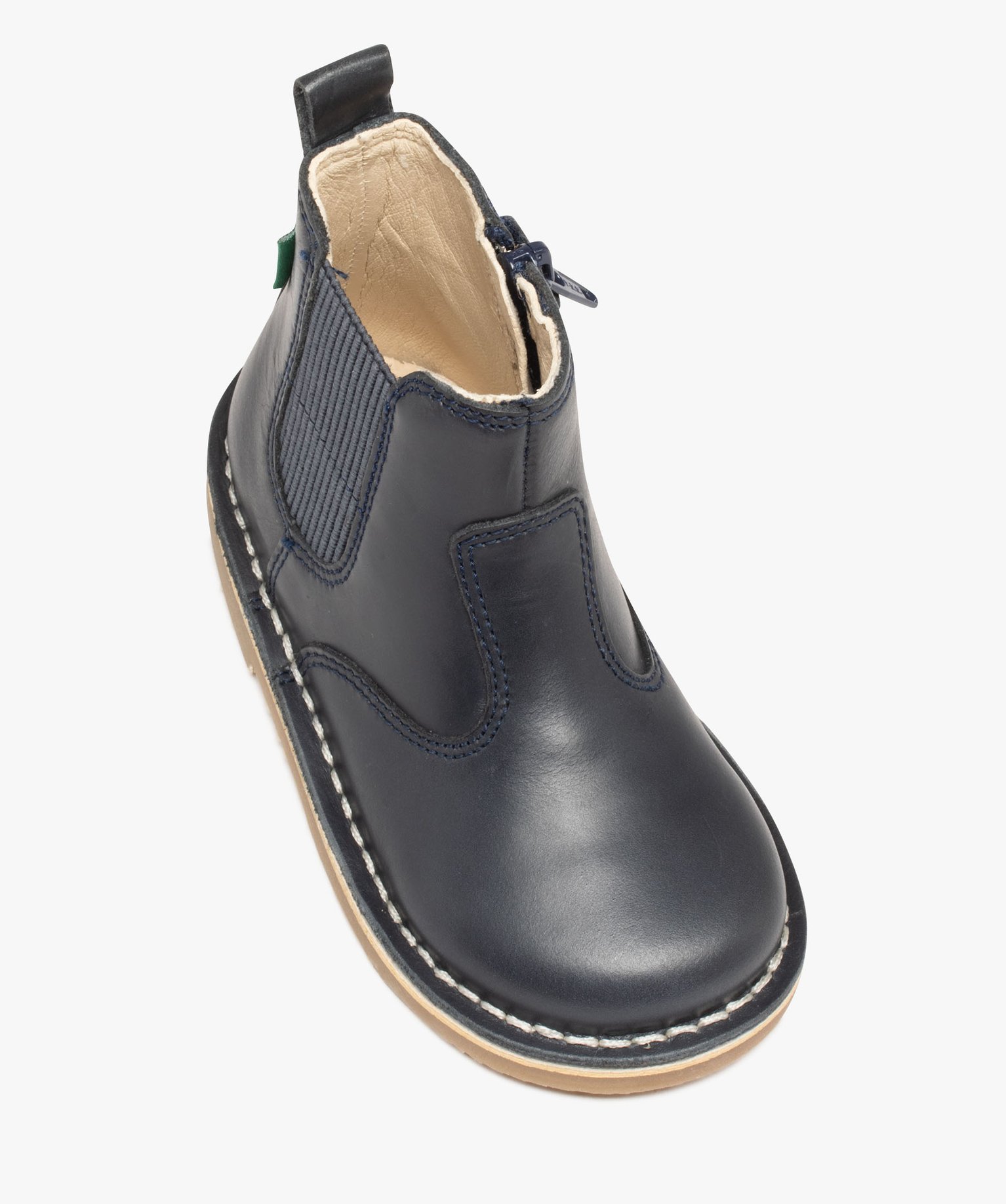 Boots bébé fille en cuir uni style Chelsea - Kickers marine | GEMO
