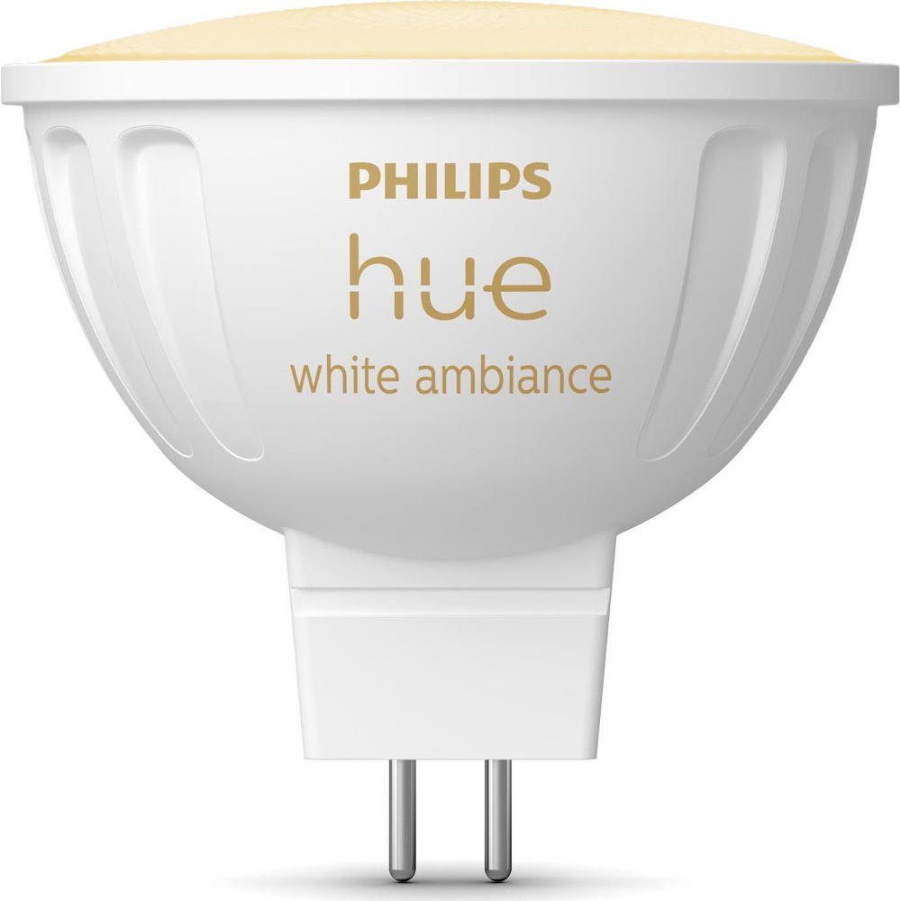 Philips Hue LED-Leuchtmittel White Ambiance LED Lampe GU5,3 Reflektor - MR16 5,1W 400lm Einerpack, n.v, warmweiss
