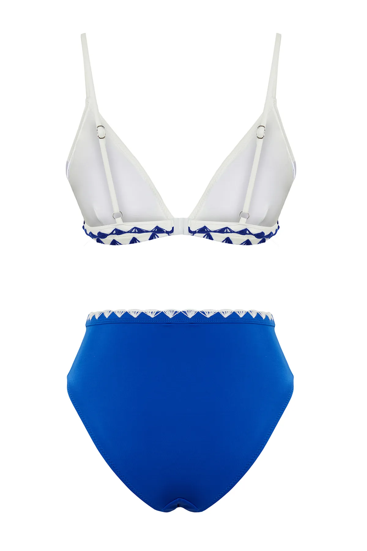 Trendyol Collection  Saks Triangle Besticktes High Waist Normales Bikini Set TBESS24BT00127