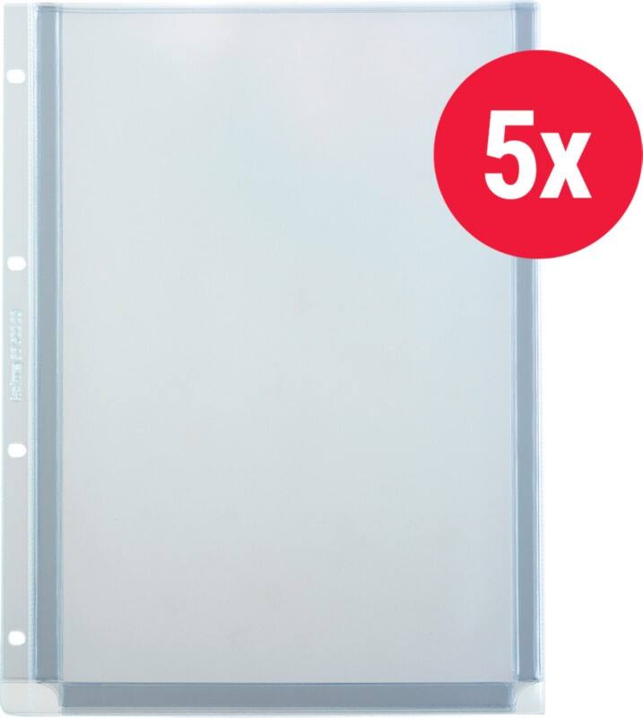 Kolma Voluma ExtraSolid Prospekthüllen DIN A4 Glasklar Transparent 180 Mikron PVC (Polyvinylchlorid) Oben 4 Löcher 5 Stück