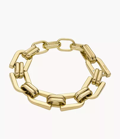 Fossil Gliederarmband Heritage D-Link Edelstahl goldfarben