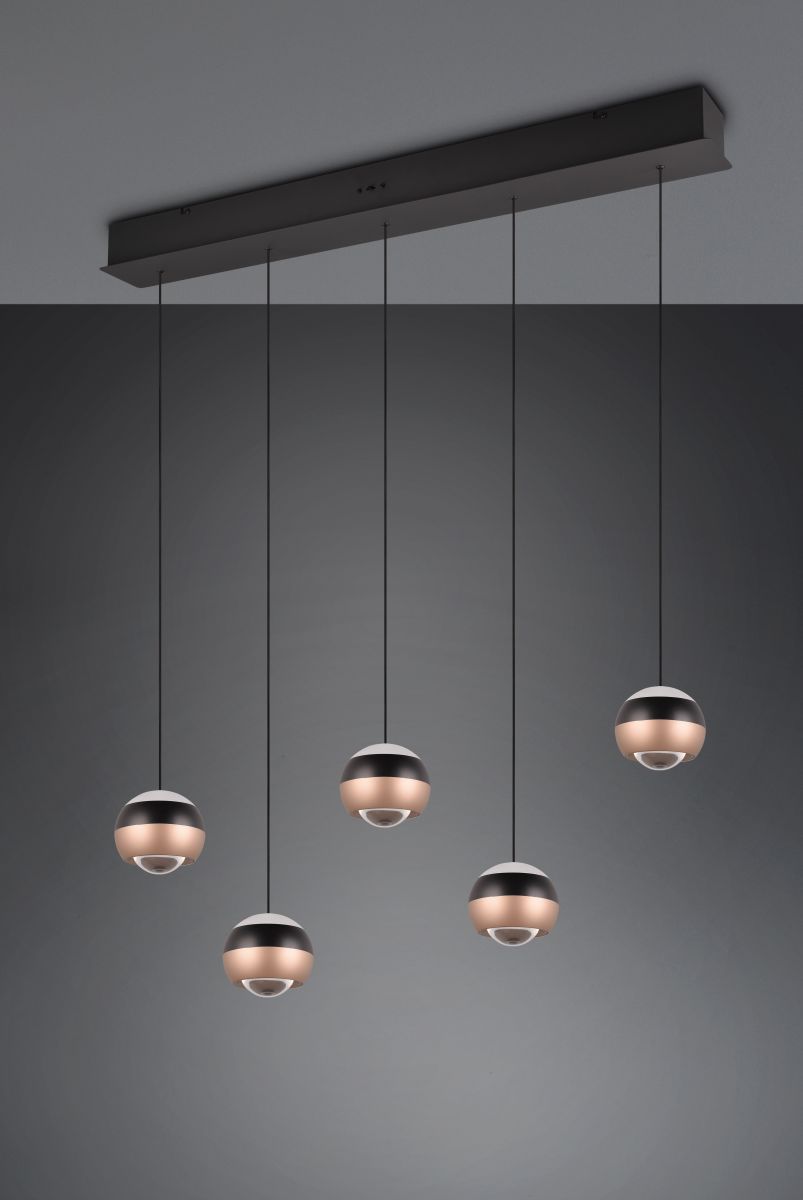 TRIO 5-flg LED Pendelleuchte Orbit-S Schwarz