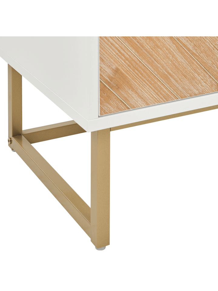 Beliani Sideboard ALASKA in Weiß/Heller Holzfarbton/Gold - (W) 80 x (H) 80 x (L) 40 cm günstig kaufen onesize