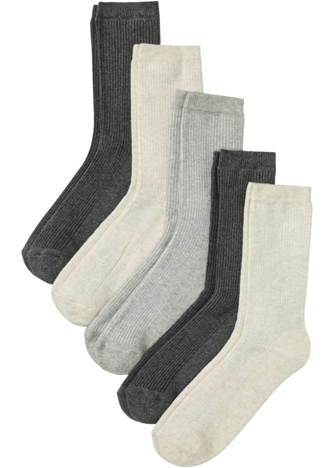 Socken (5er Pack) in Rippstruktur mit Bio-Baumwolle