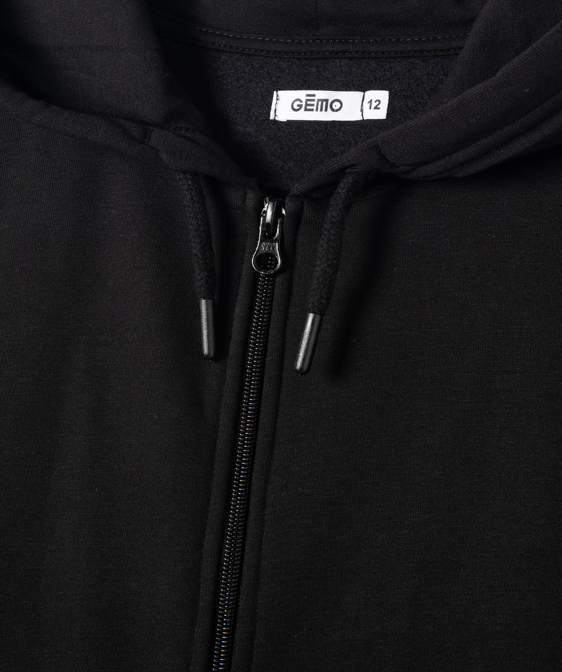 Sweat zippé à capuche coupe large fille noir | GEMO