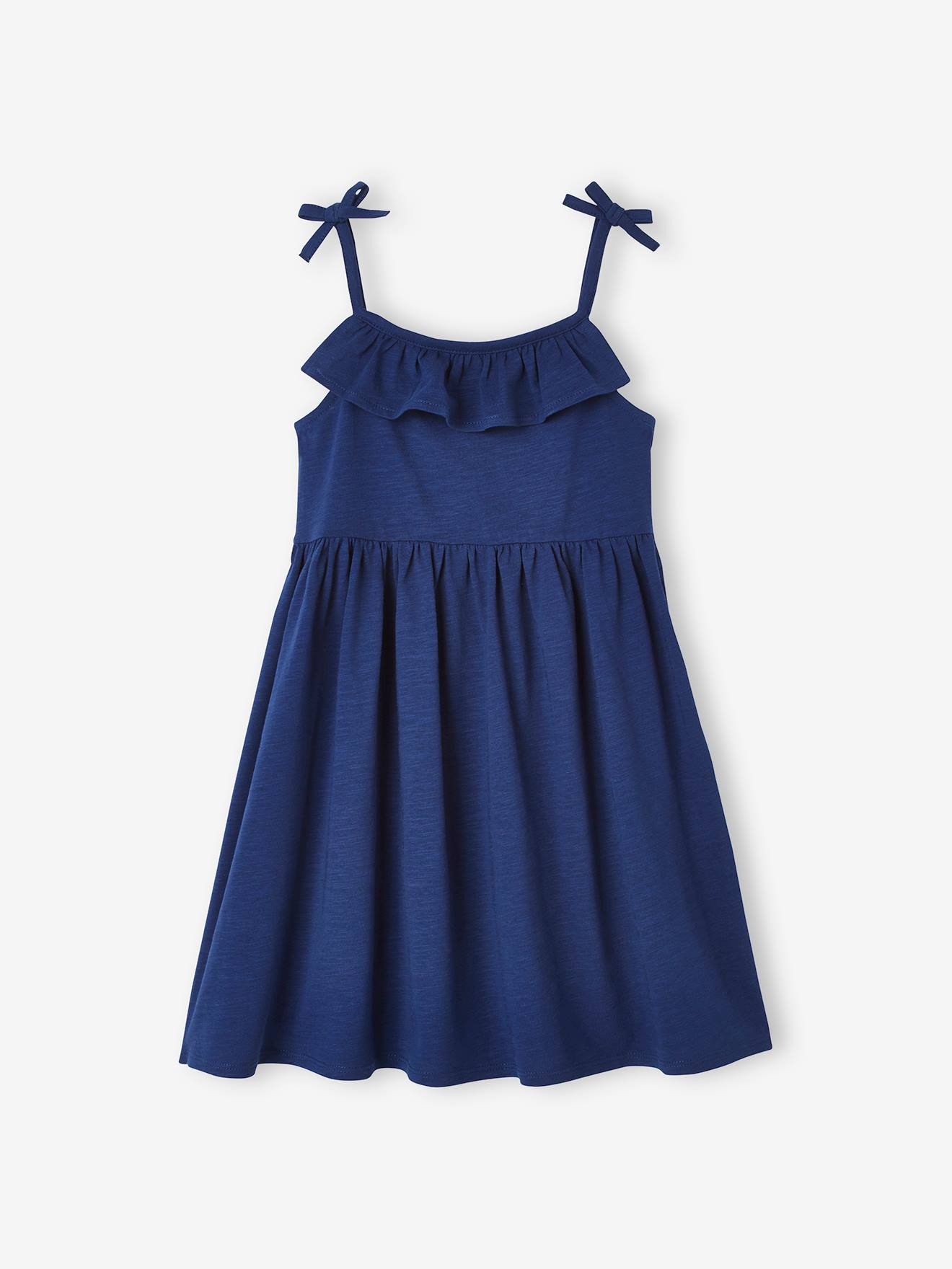 Vertbaudet 2er-Pack Mädchen Trägerkleider BASIC Oeko-Tex - pack blau/rosa blumen