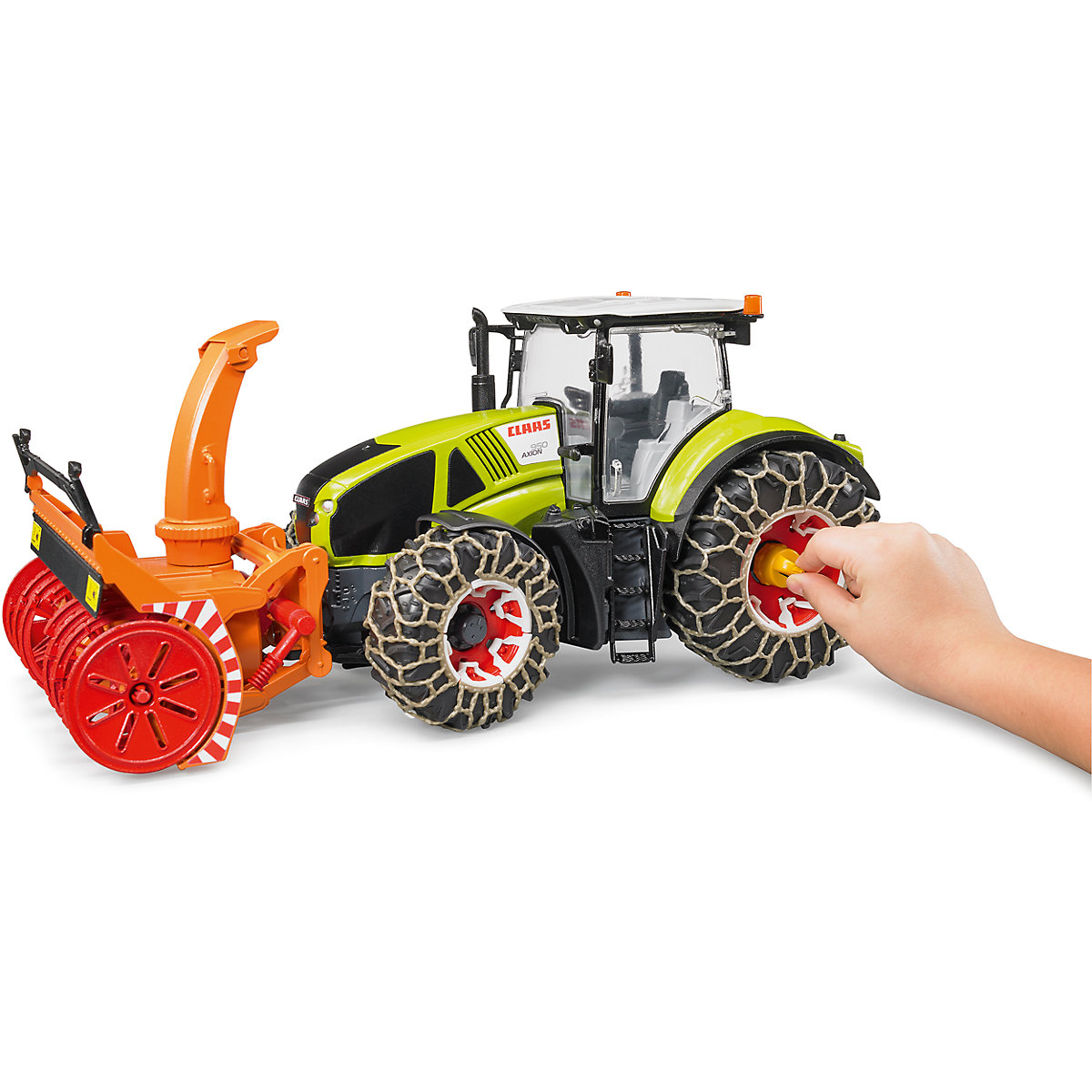 Claas Axion 950 mit Schneeketten und Schneefräse 1:16