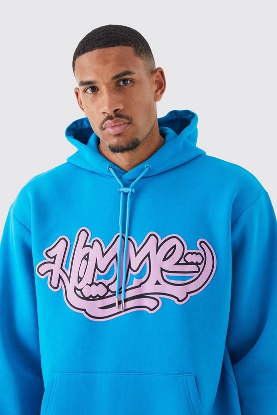 Tall Oversize Trainingsanzug mit Homme Graffiti-Print