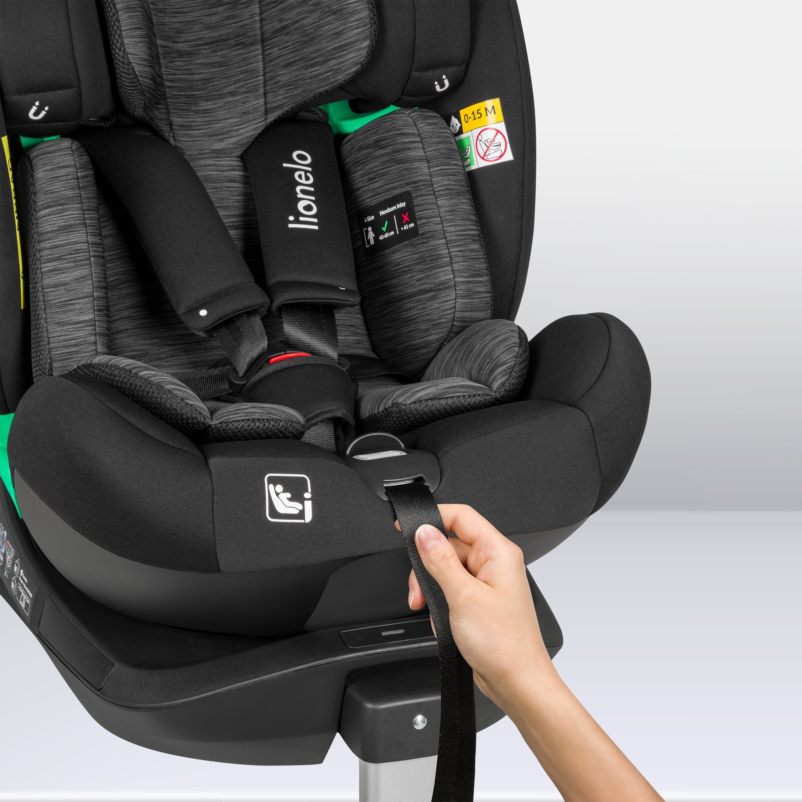 lionelo Autokindersitz BRAAM i-SIZE, ab: ab Geburt, bis: bis 36 kg (160 cm), ab: 1,00 kg, bis: 36,00 kg, (set), 4-in-1-Sitz / ISOFIX + Stabilisierungsfuß / sehr sicher